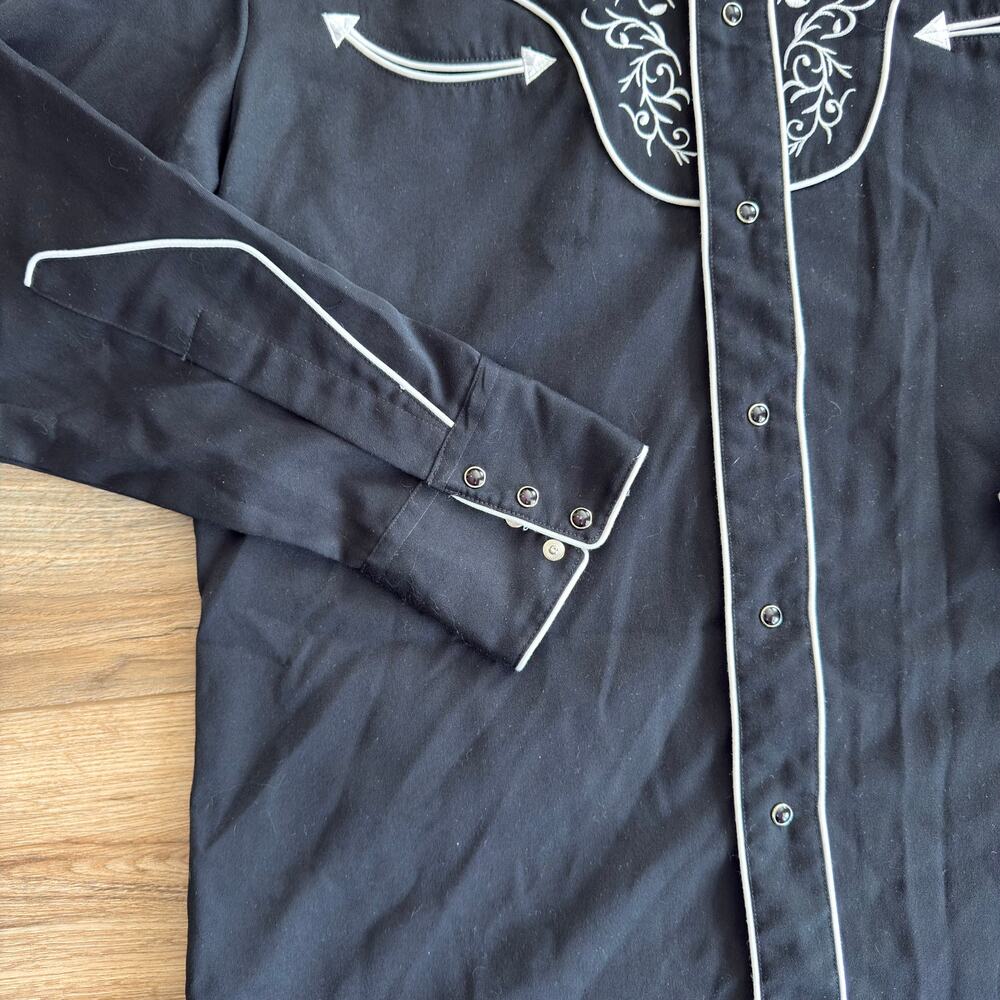 Vintage 1950s Roper Western Bucking Bronco Shirt Black Size L - Picture 5 of 10